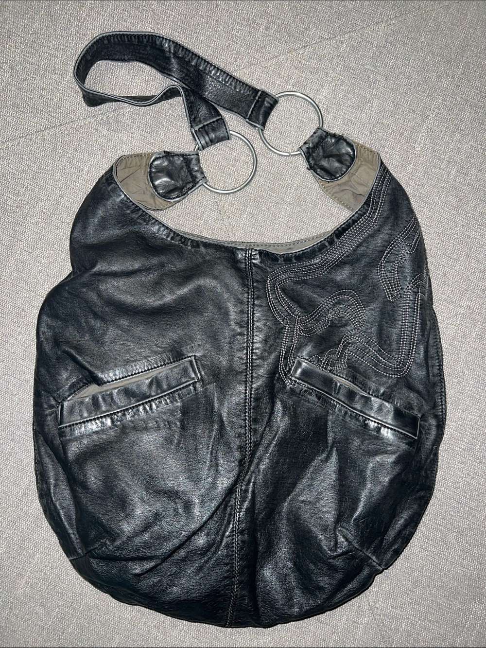 Fox Racing Black Hobo Bag with Silver Rings